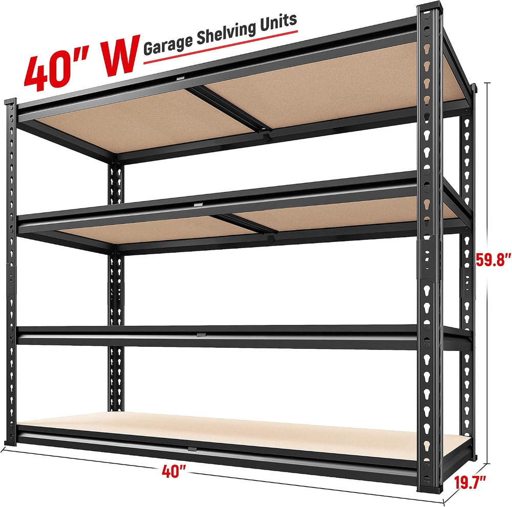 REIBII 2000LBS Storage Shelves,4-Tier Adjustable Garage Shelving for Pantry