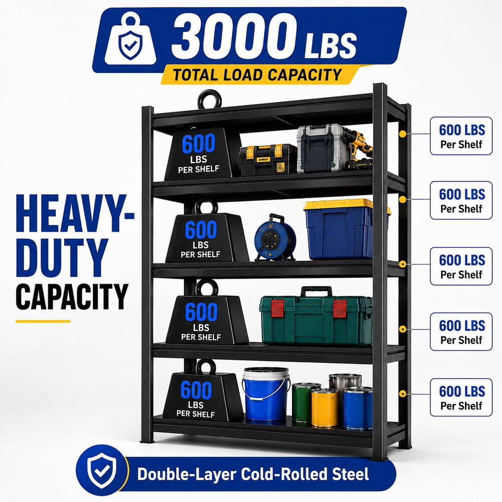 SAWJEC 78" H x 48" W x 18" D Tall Garage Storage Shelves Heavy...