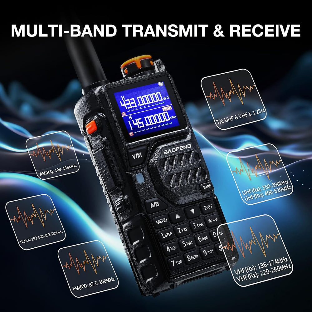 BAOFENG K5PLUS 10W Tri-Band Ham Radio with Long High Gain ANT & Speaker Mic