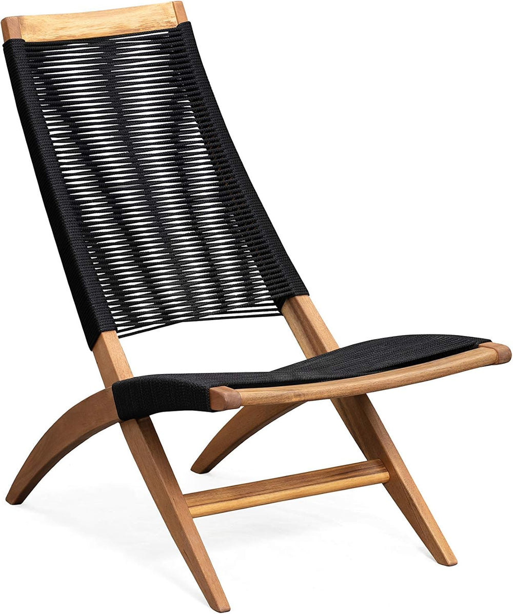 Patio Sense 63364 Lisa Modern Lounge Chair Natural Wood Finish Mid Century Mo...