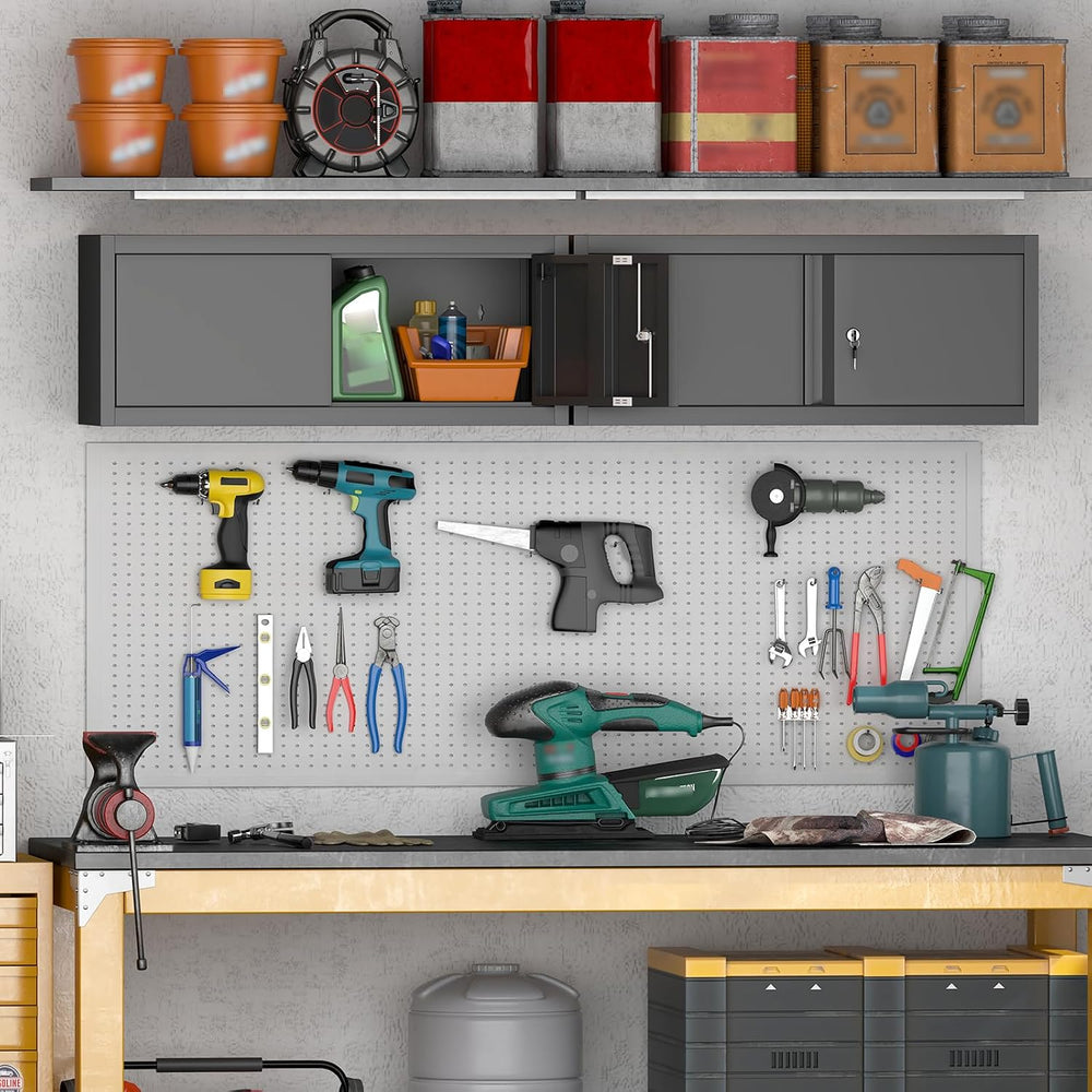 Metal Garage Wall Cabinets,13" H Garage Storage Cabinet Wall Mounted,Flo...