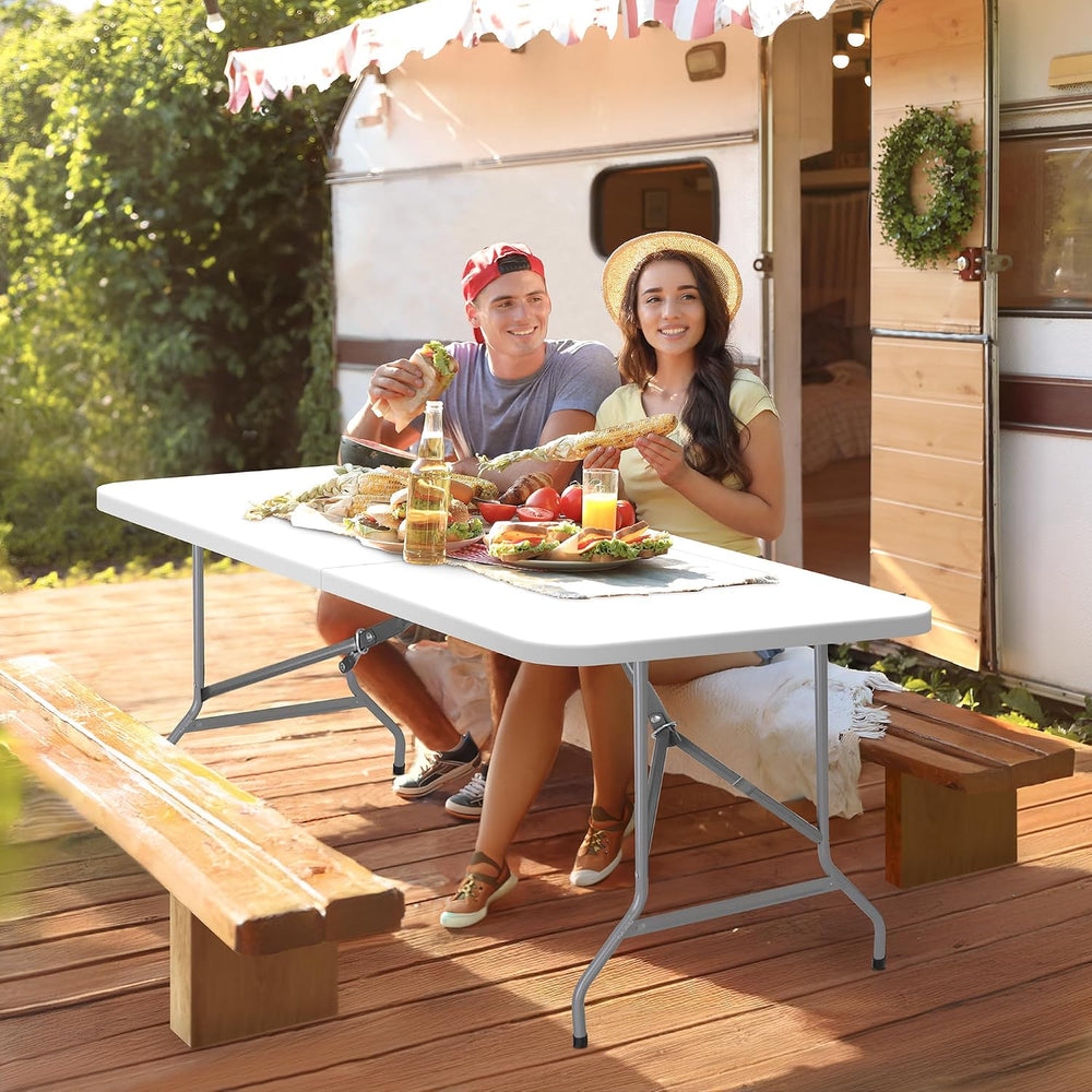 ZenStyle 6 ft Indoor Outdoor Heavy Duty Plastic Folding Table Portable Picnic...