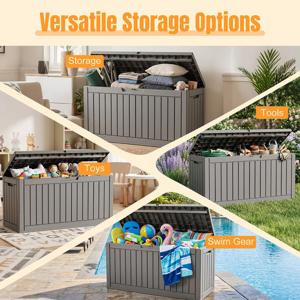 Outdoor Storage Box,120 Gallon Waterproof Resin Patio Deck Box