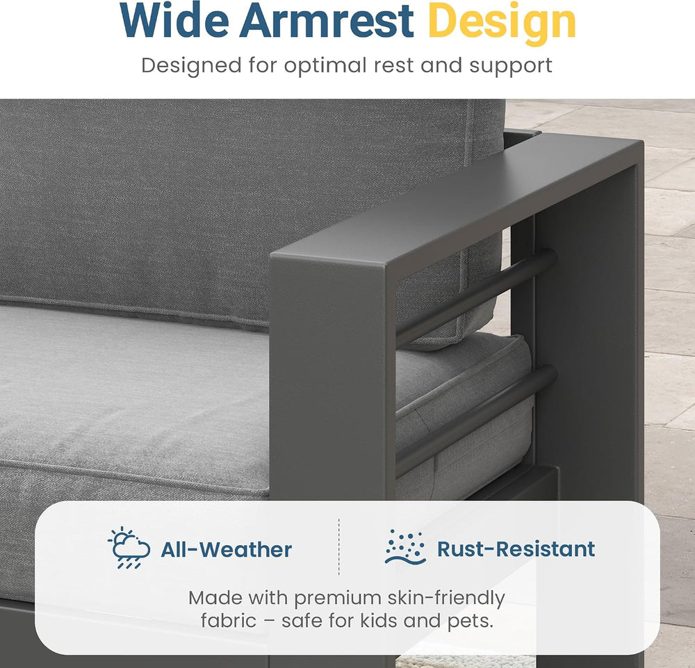 Wisteria Lane Aluminum Patio Furniture Set for All Weather, Oversized Metal O...