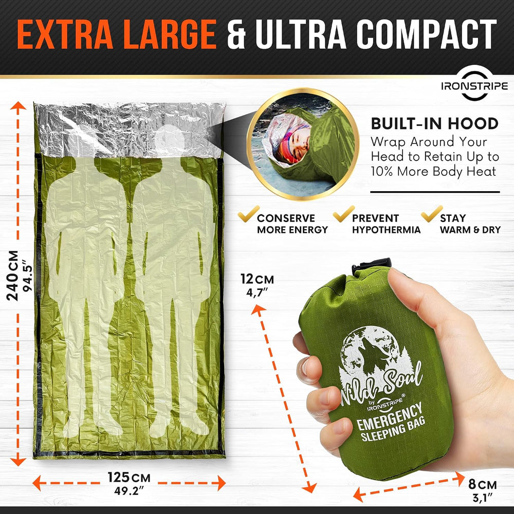 Ironstripe Bivy Sack XL Waterproof Survival Sleeping Bag with Emergency Whist...