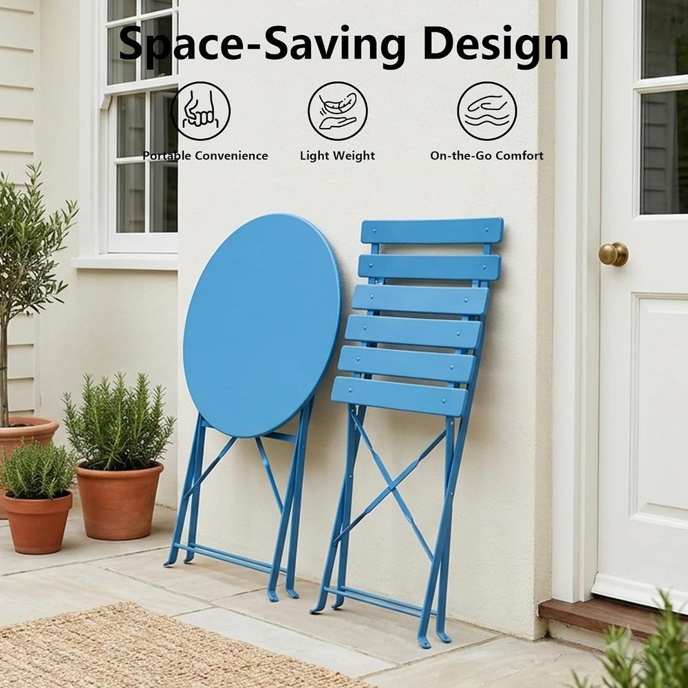 Bistro Table & Chairs Set of 2 No Assembly Folding Outdoor Patio