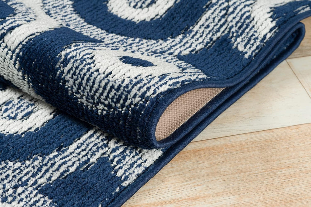 25 ft Extra Long Blue Hallway Runner Rug | Non-Slip & Machine Washable | ...