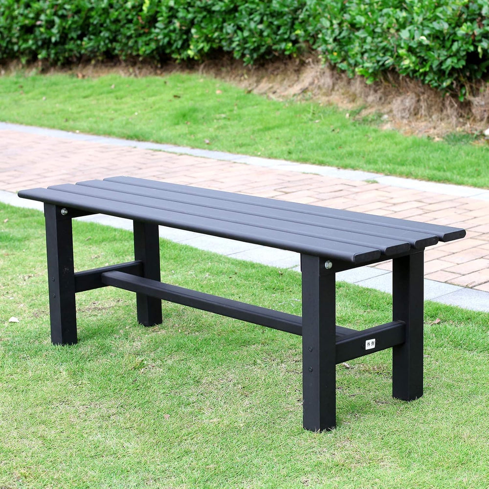 Aluminum Outdoor Patio Bench Black,47.2 x 14.2 x 15.7 inches,Light Weight Hig...