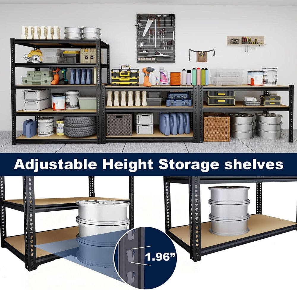 40" W Garage Shelving Unit, 2400Lbs Storage Shelves, Heavy Duty Adjustab...