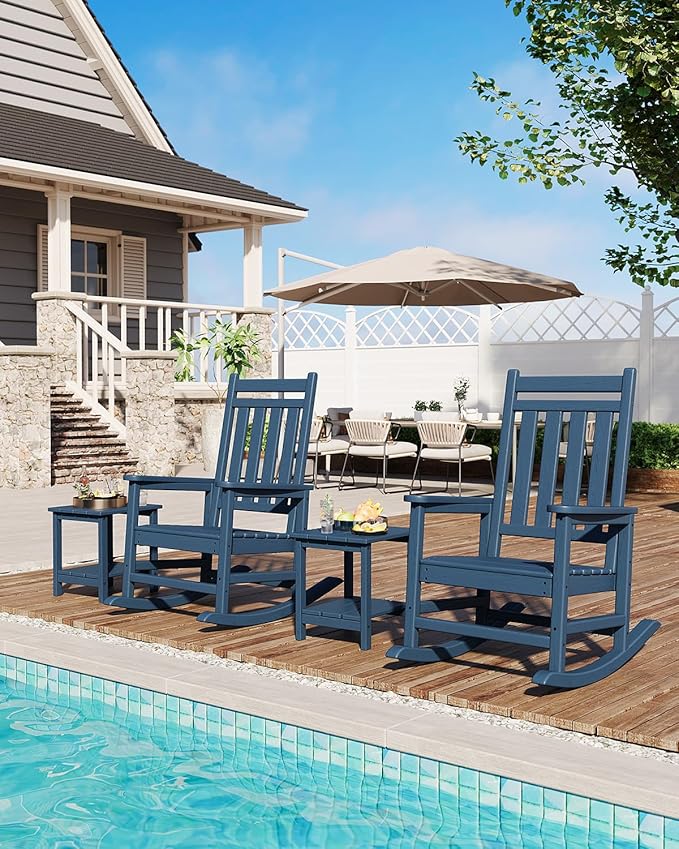 GarveeLife Adirondack Outdoor Side Table 18 x 15 in, HDPE 2-Tier Patio Side T...