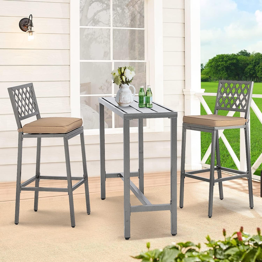 Outdoor Bar Chairs and Table, Metal Outdoor Bar Set, 3 Piece Patio Bar Table ...