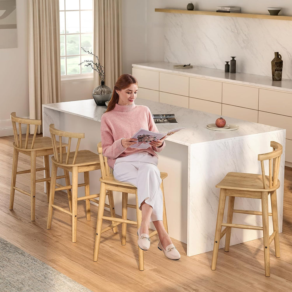 EYYTHUNG Wood Bar Stools Set of 3, Natural Oak