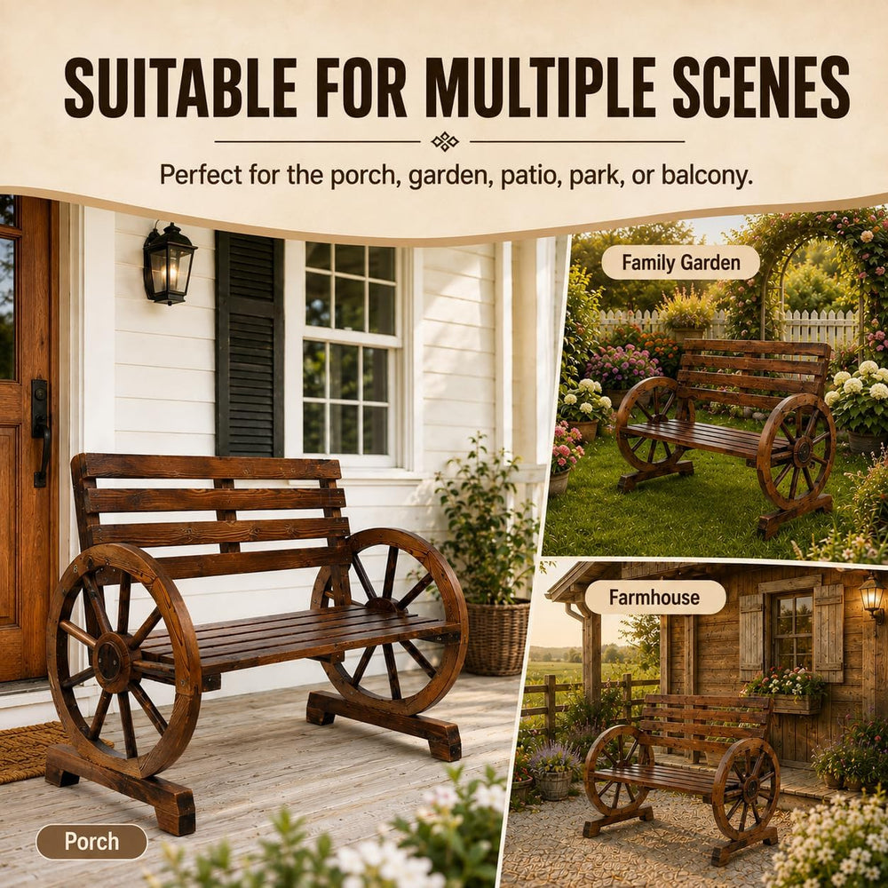 41" Wood Outdoor Bench, Outside Benches for Garden,Patio,Front Porch, Pa...