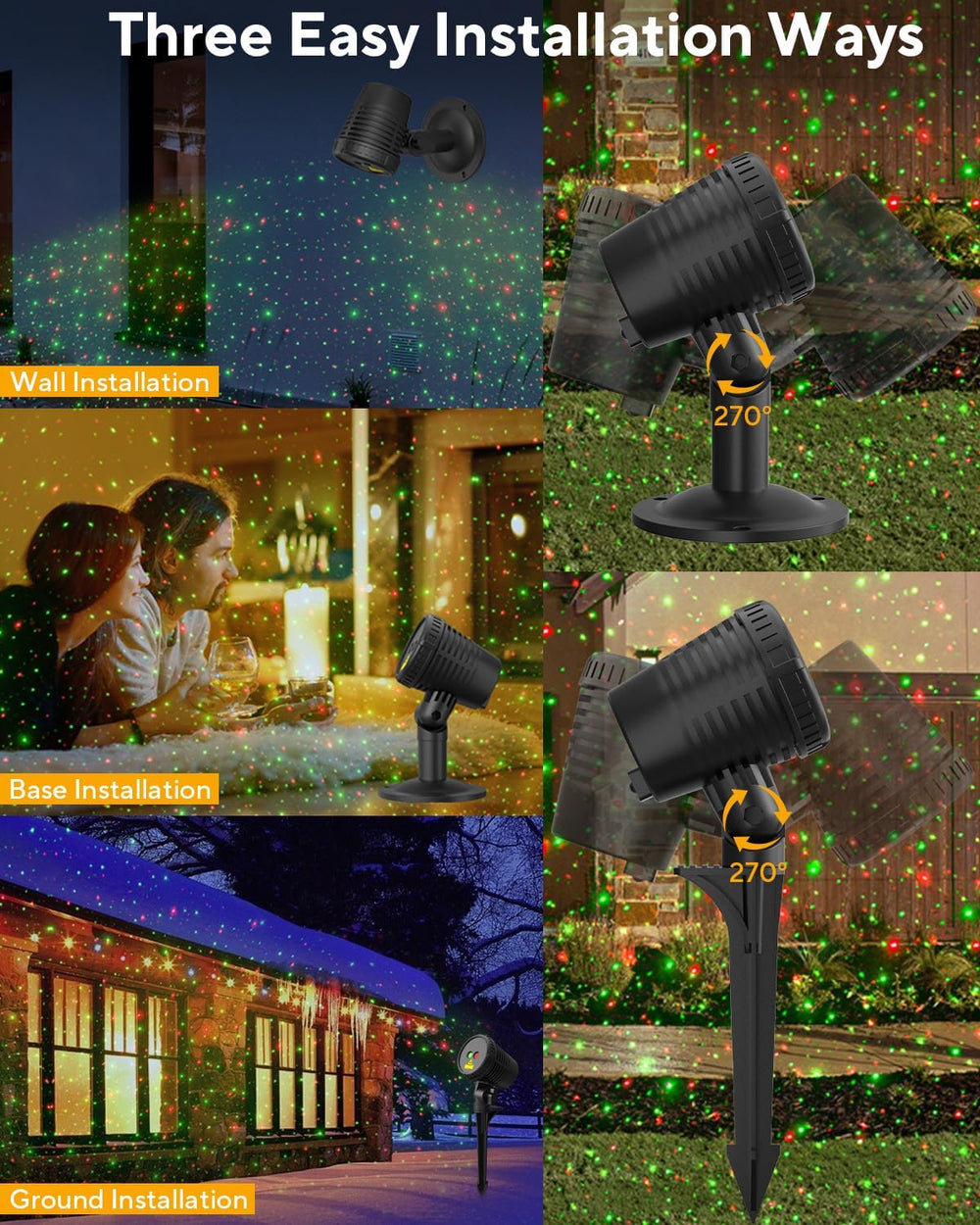 Neroupe Christmas Projector Lights Outdoor Waterproof with Remote Control, Ou...