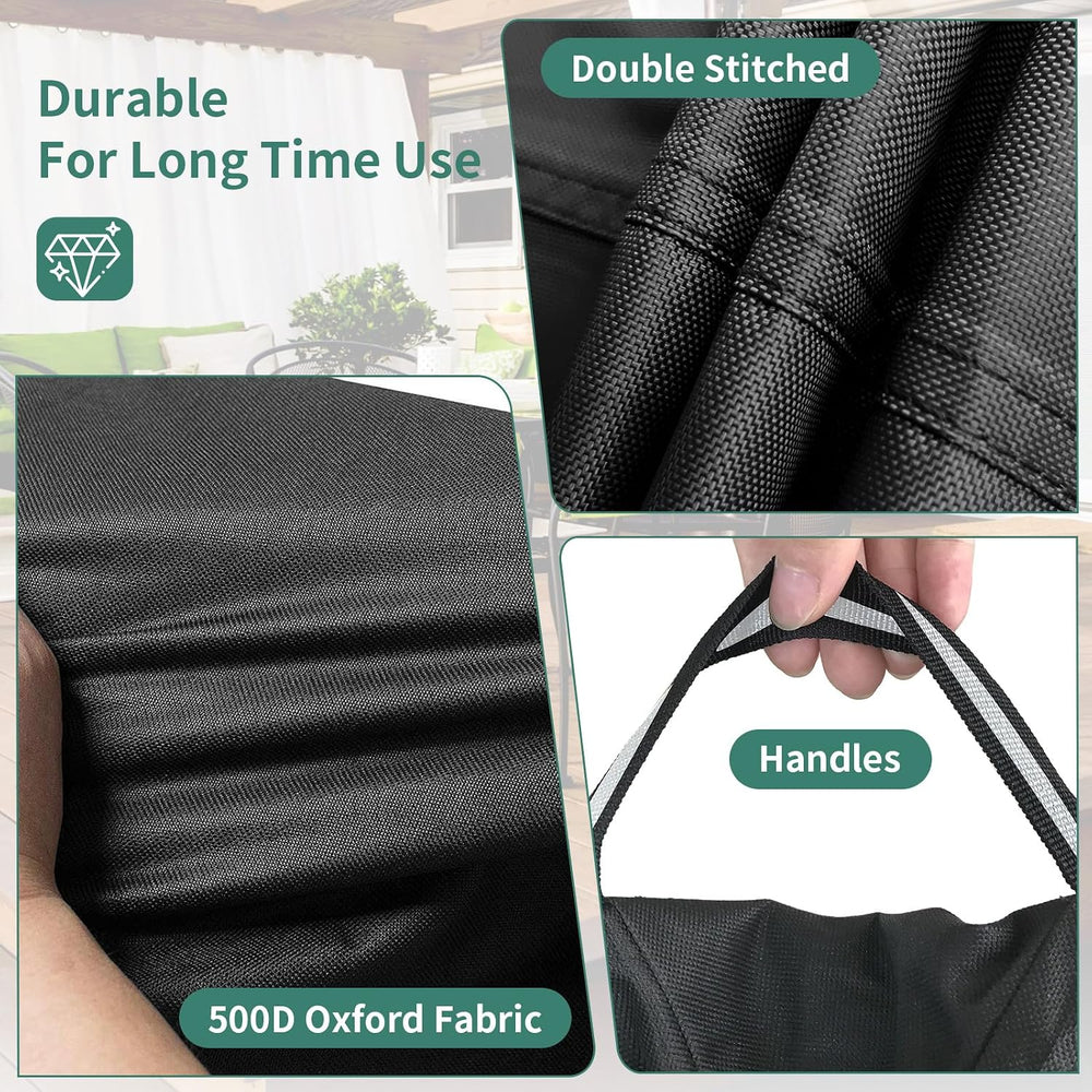 Round Patio Furniture Covers, 500D Heavy Duty Waterproof UV Resistant Cover f...