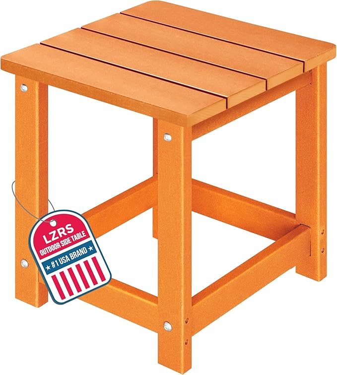 LZRS Adirondack Square Outdoor Side Table for Patio, Pool Composite Patio Tab...