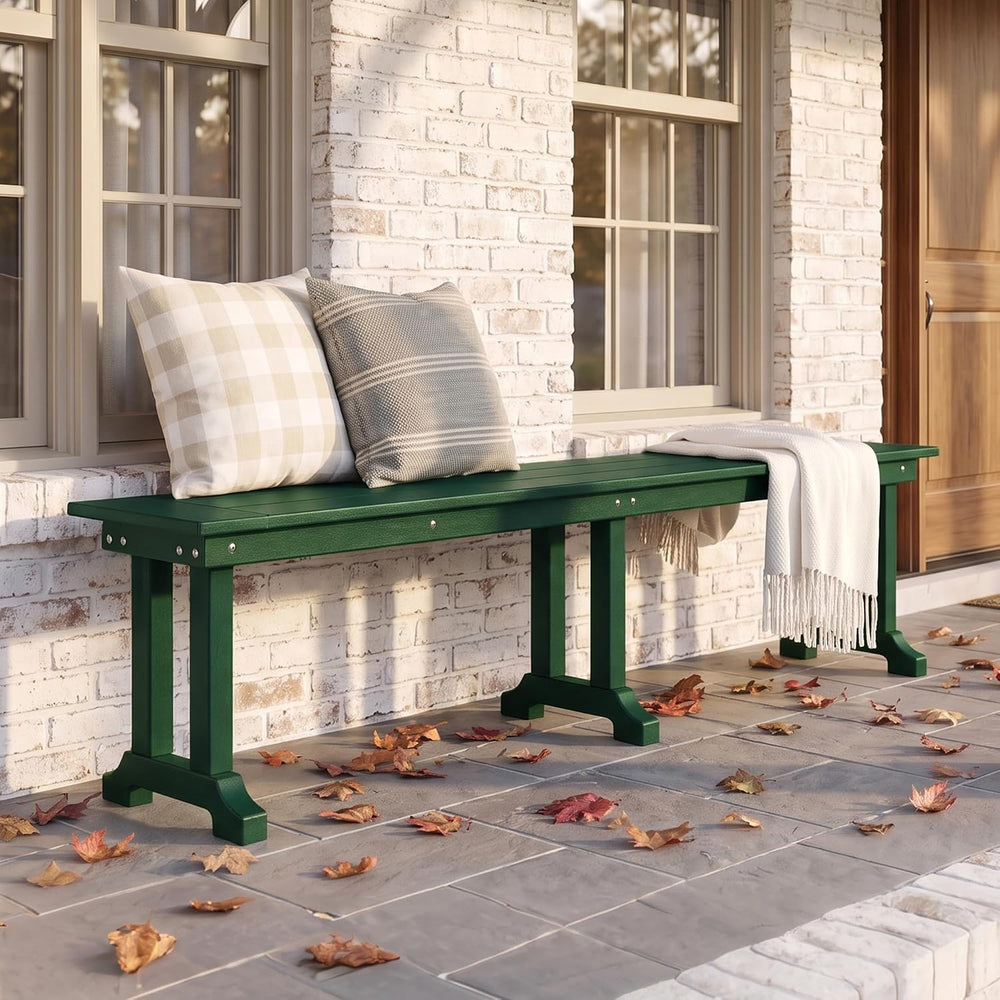 WO HOME FURNITURE 65" HDPE Outdoor Bench, 660 lbs Capacity, Dark Green