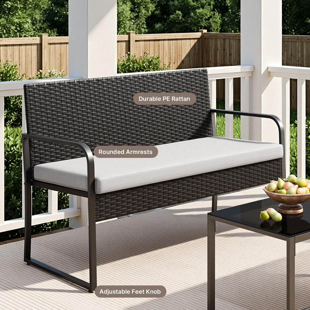 Gizoon 4 Piece Patio Furniture Set, Cushion-Grey