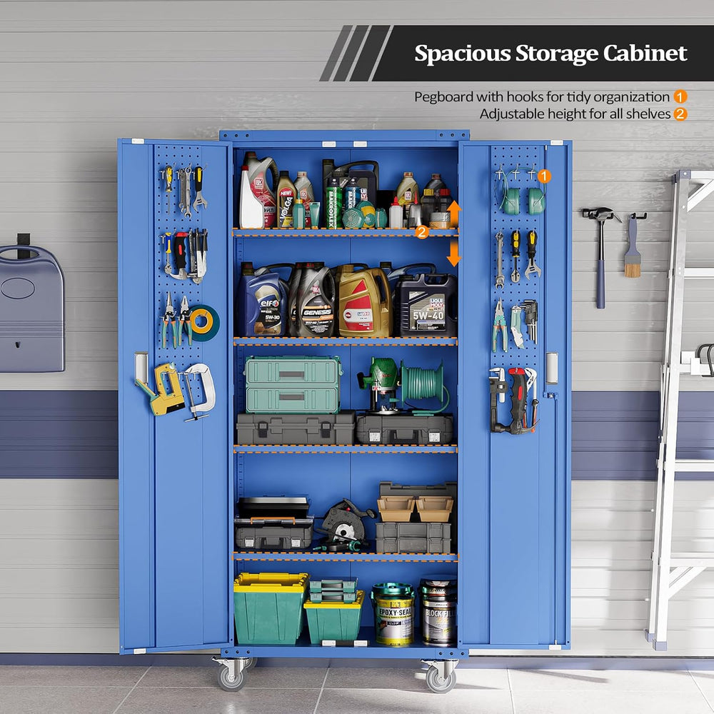 VINGLI 72'' Tall Garage Storage Cabinet, Metal Storage Cabinet with P...