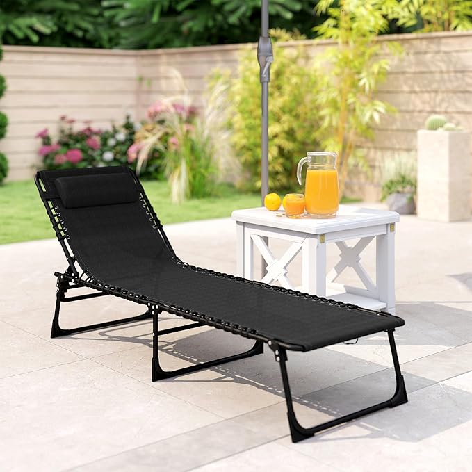 Outsunny Folding Chaise Lounge Chair, Patio Sun Tanning Chair, Outdoor Chaise...