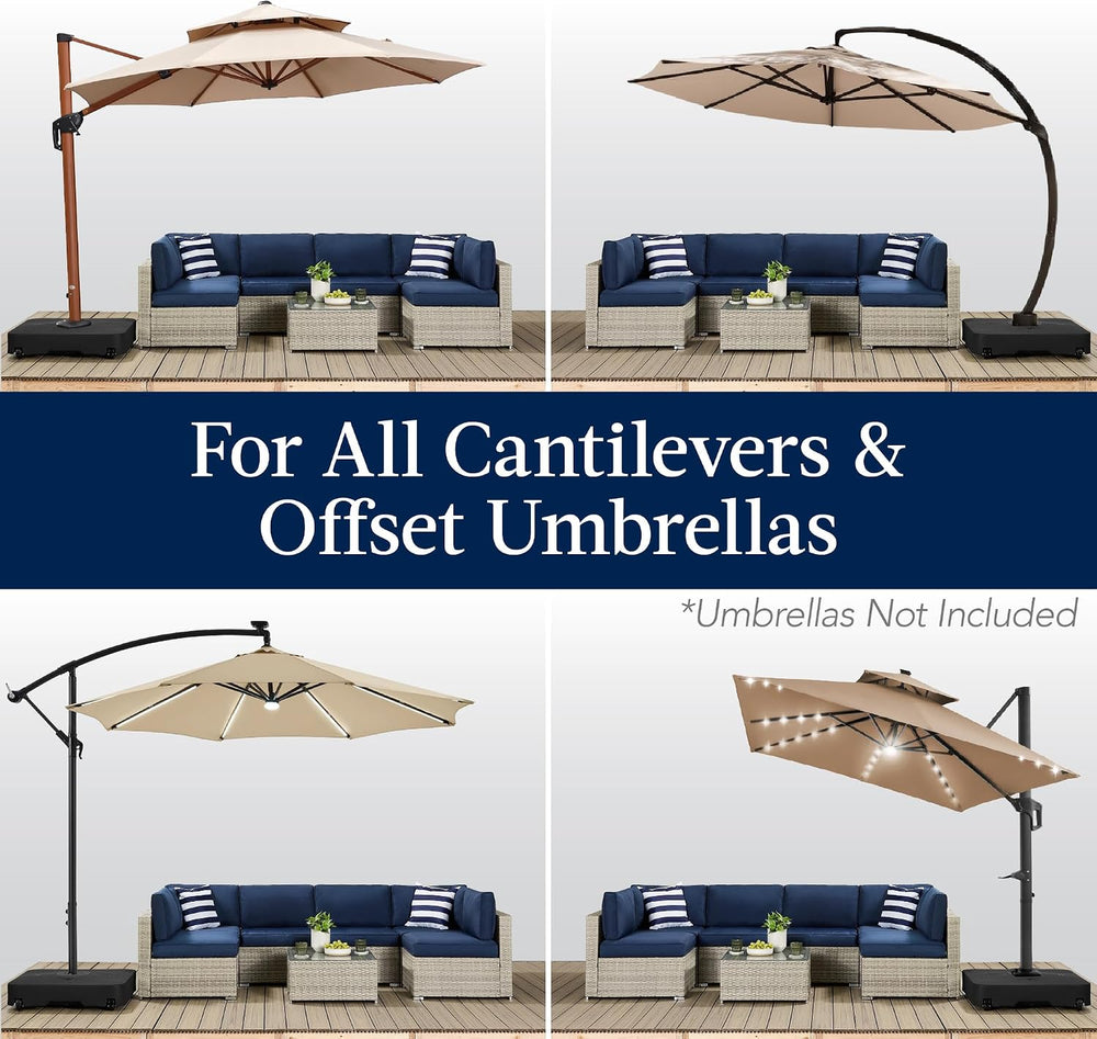 Best Choice Products 330lb Mobile Cantilever Offset Patio Umbrella Base, Univ...