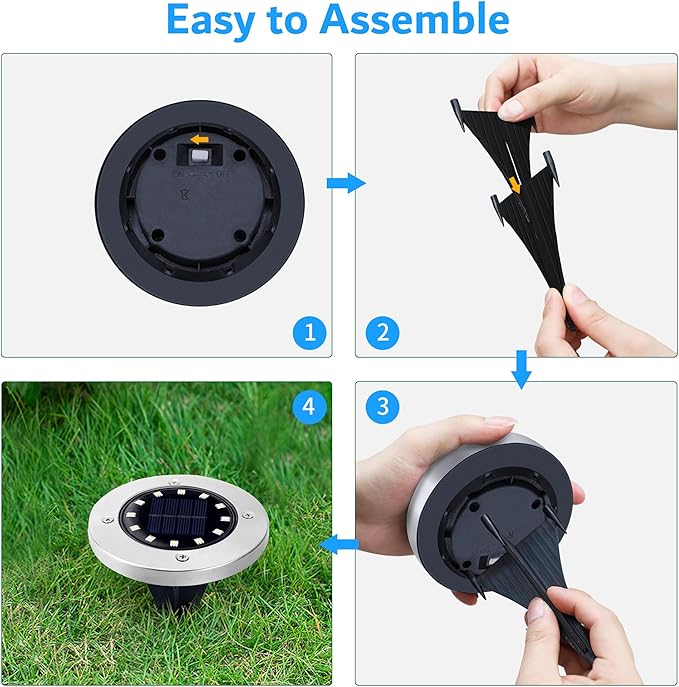 Biling Solar Ground Lights Outdoor 12 Packs, Bright 12 LEDs Solar Lights Outd...
