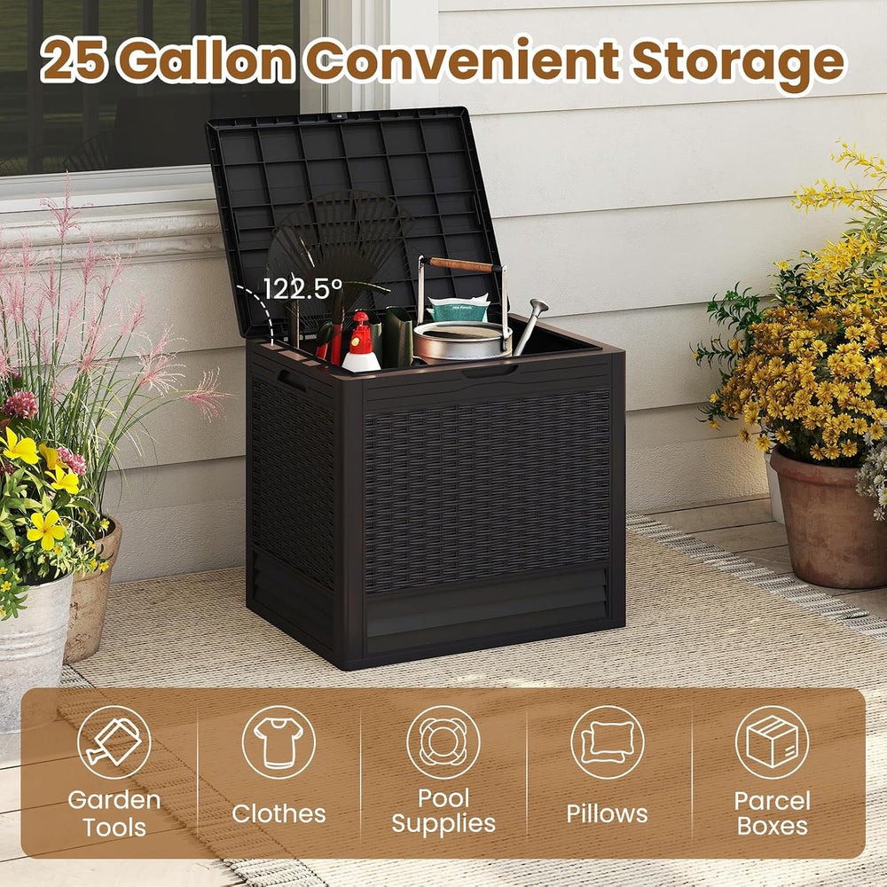 Tangkula 25 Gallon Waterproof Outdoor Storage Box with Lockable Lid