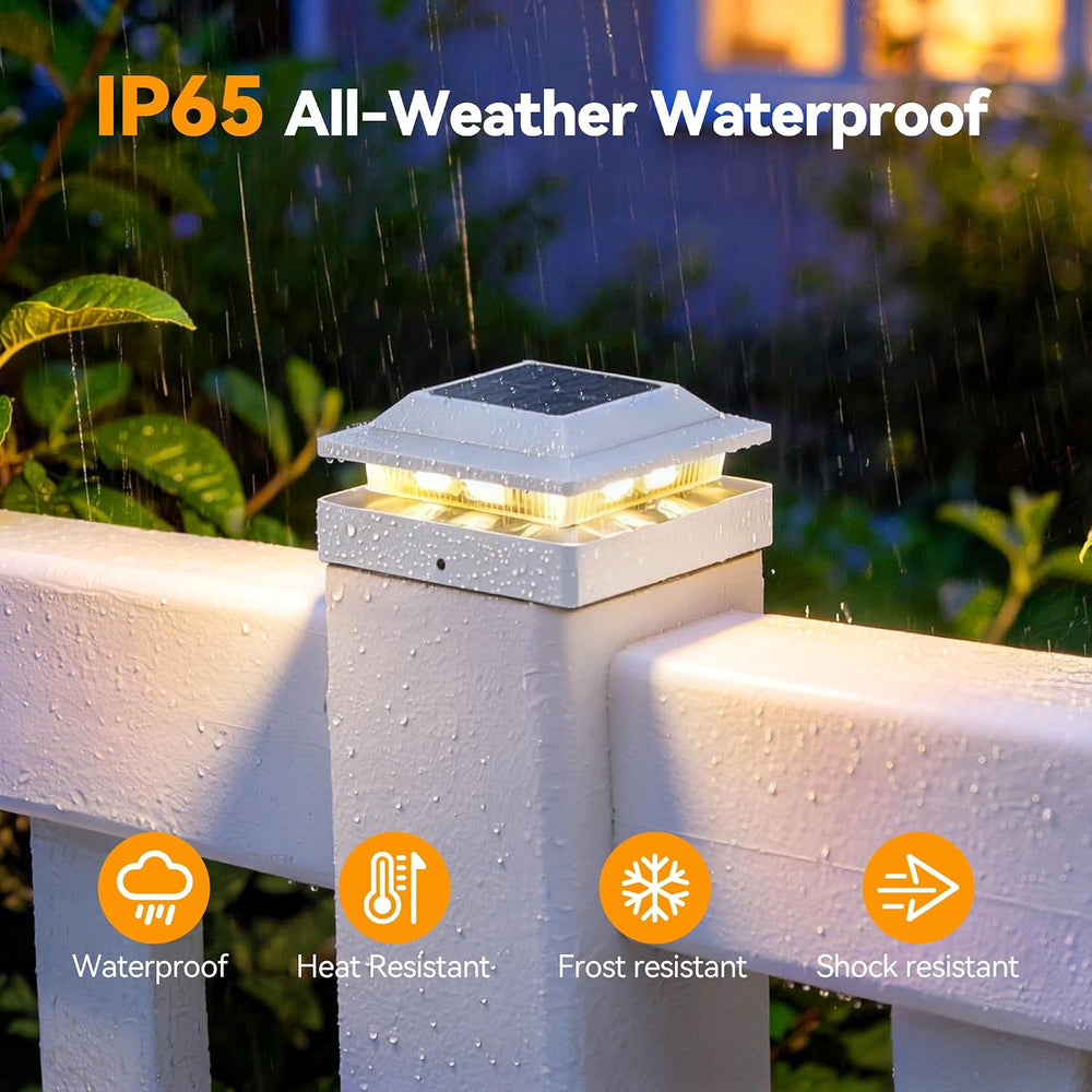 Solar Post Cap Lights for 4x4 Wood/Vinyl Posts, 6 Pack