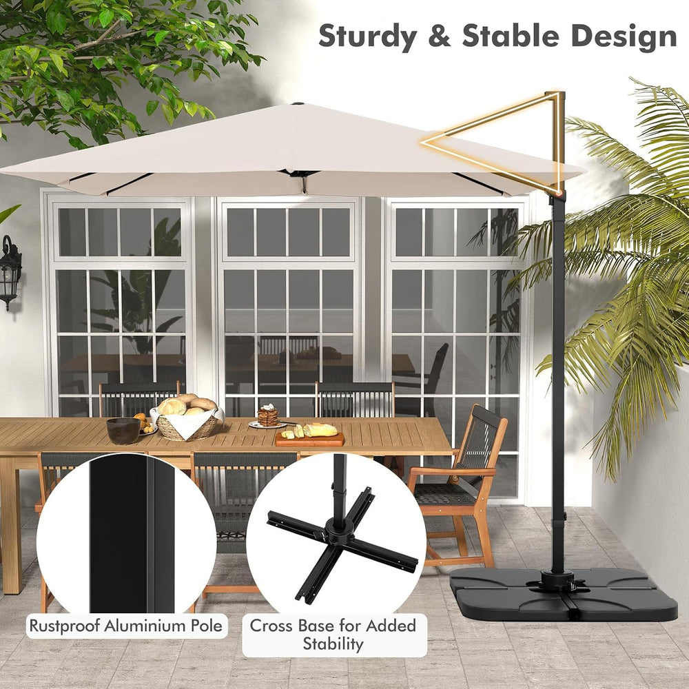 Tangkula 9.5 FT Cantilever Patio Umbrella, Outdoor Square Offset Umbrella wit...