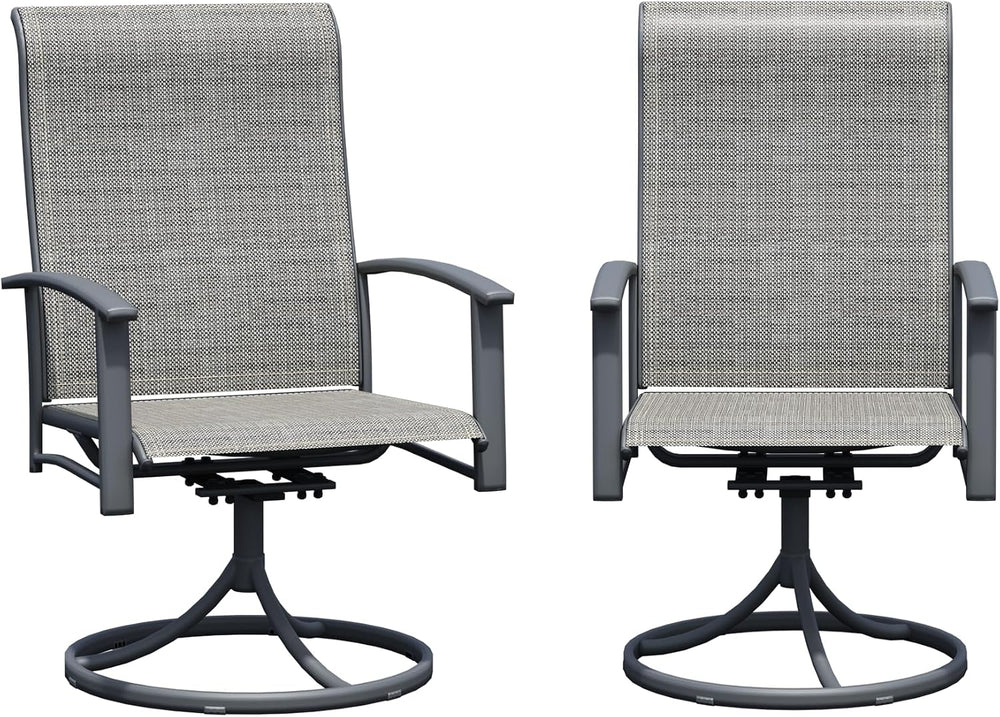 Patio Swivel Chairs Set of 2, Outdoor Swivel Chairs with Armrest, High Back P...