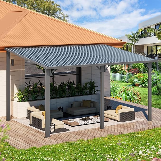 AECOJOY 14' x 10' Outdoor Hardtop Gazebo Pergola for Patio, 10x14 Lar...