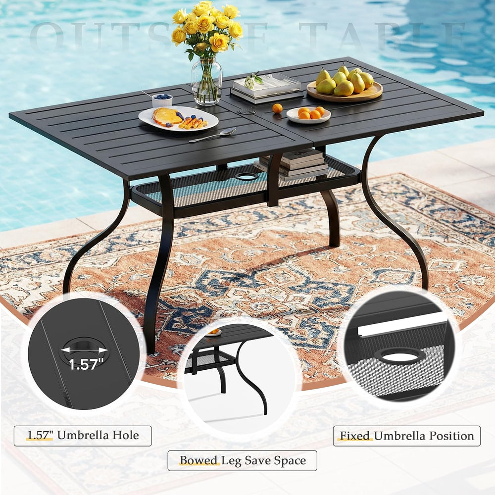 Crownland 7 Piece Patio Dining Set, Textilene Dining Sets, 6 Textilene Metal ...