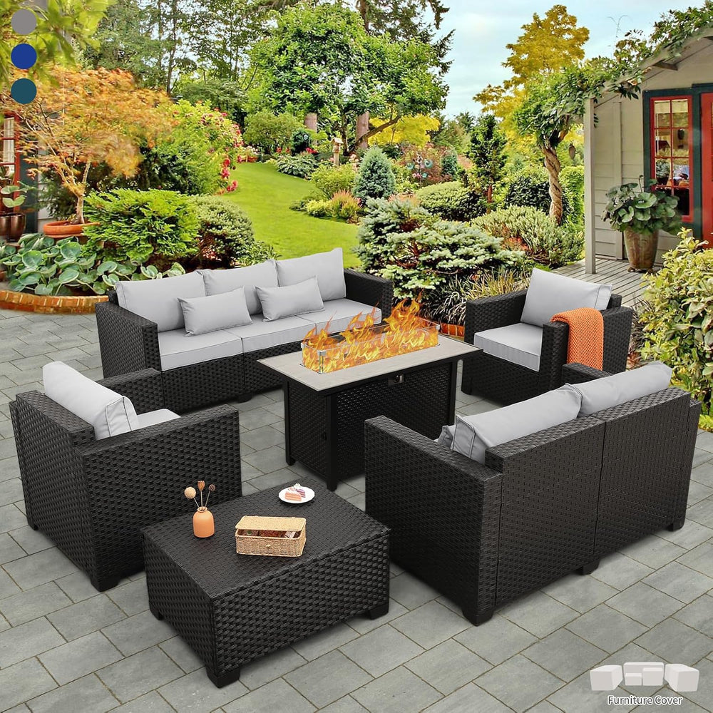 Rattaner 6 Pcs Outdoor Furniture Sets Patio Furniture Set with 45" Fire ...