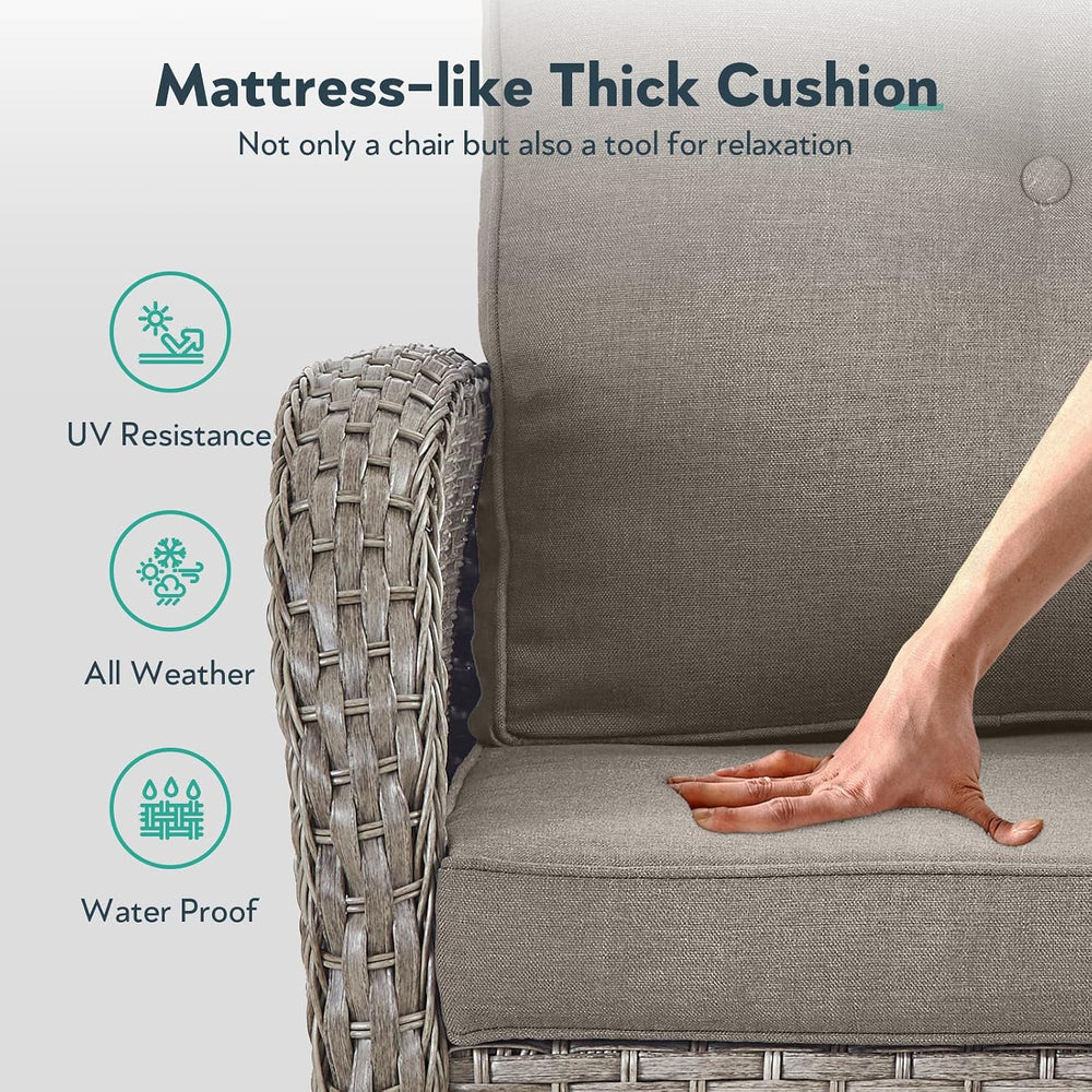 Outdoor Swivel Glider Rocker Chairs - 3 Piece Wicker Patio Furniture Set, All...
