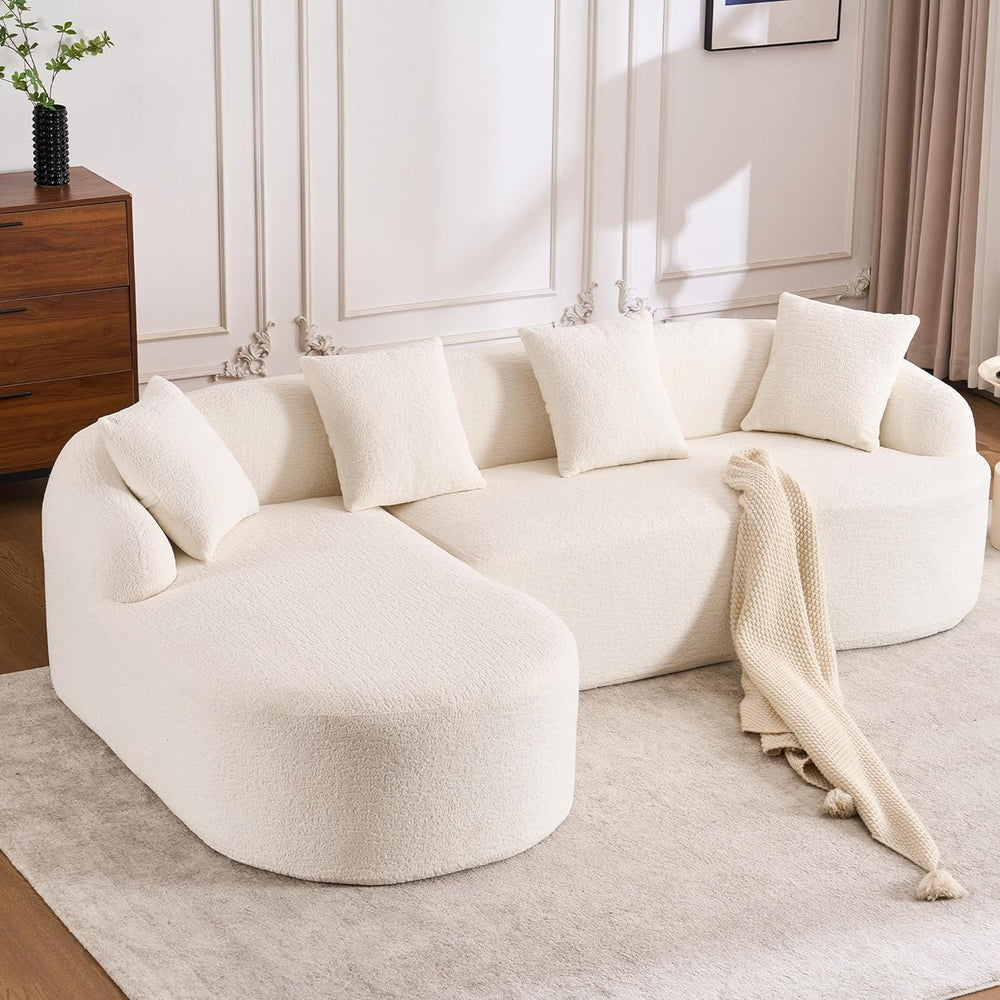 99" Curved Sectional Sofa with Chaise, Modern Luxury Chenille Cloud Couc...