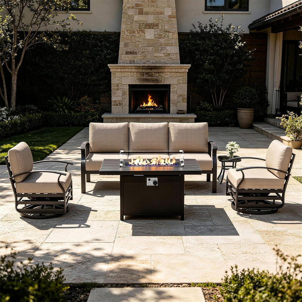 Kurapika Aluminum Patio Furniture Set 5-Seat Modern Metal Outdoor Conversatio...