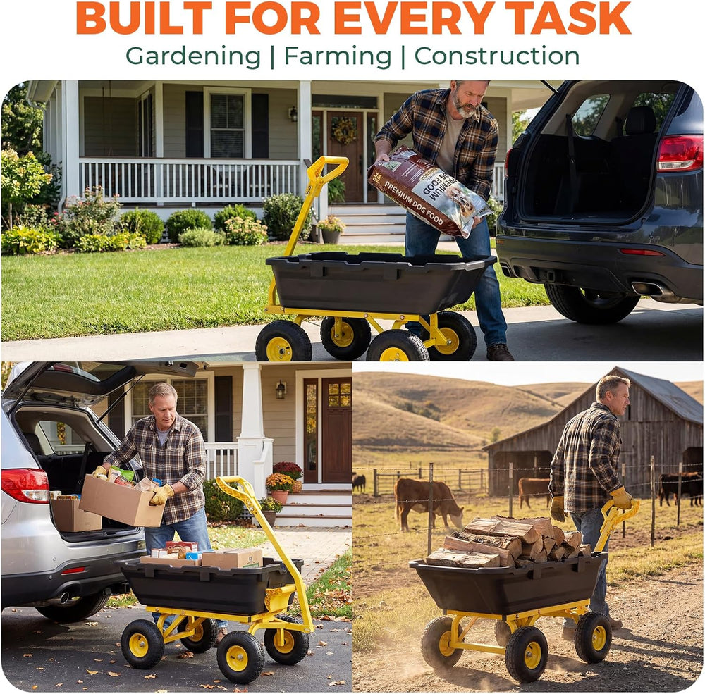Sekey Garden Dump Cart, 1000 lb Capacity, Quick-Release Bed