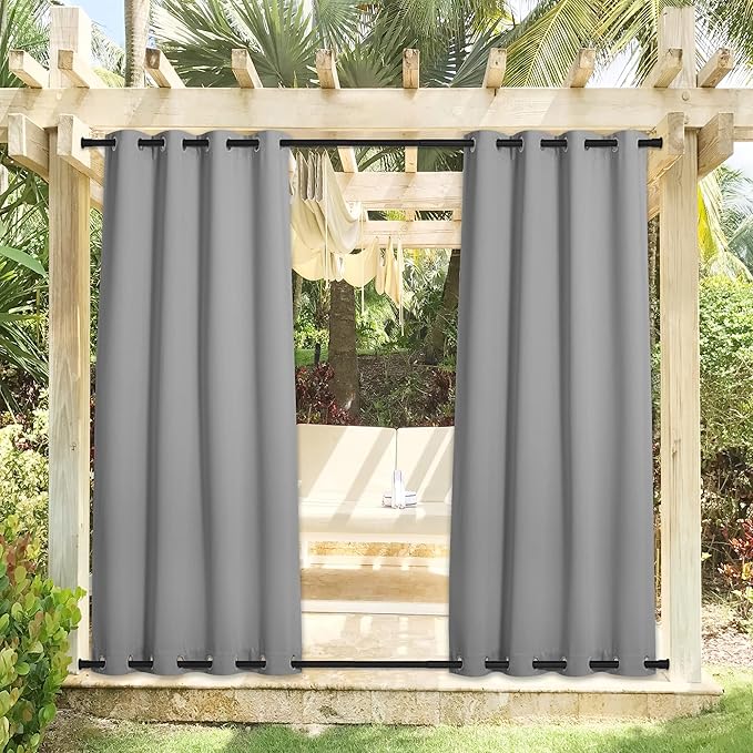 NICETOWN Outdoor Curtains Sunblock with Rustproof Grommet Top and Bottom 2 Pa...