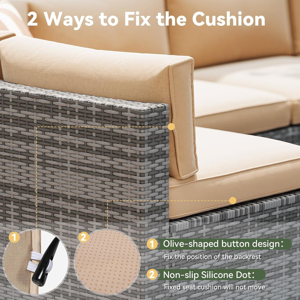 Aoxun 14-Piece Replacement Cushions for Outdoor Furniture, Outdoor Cushions f...