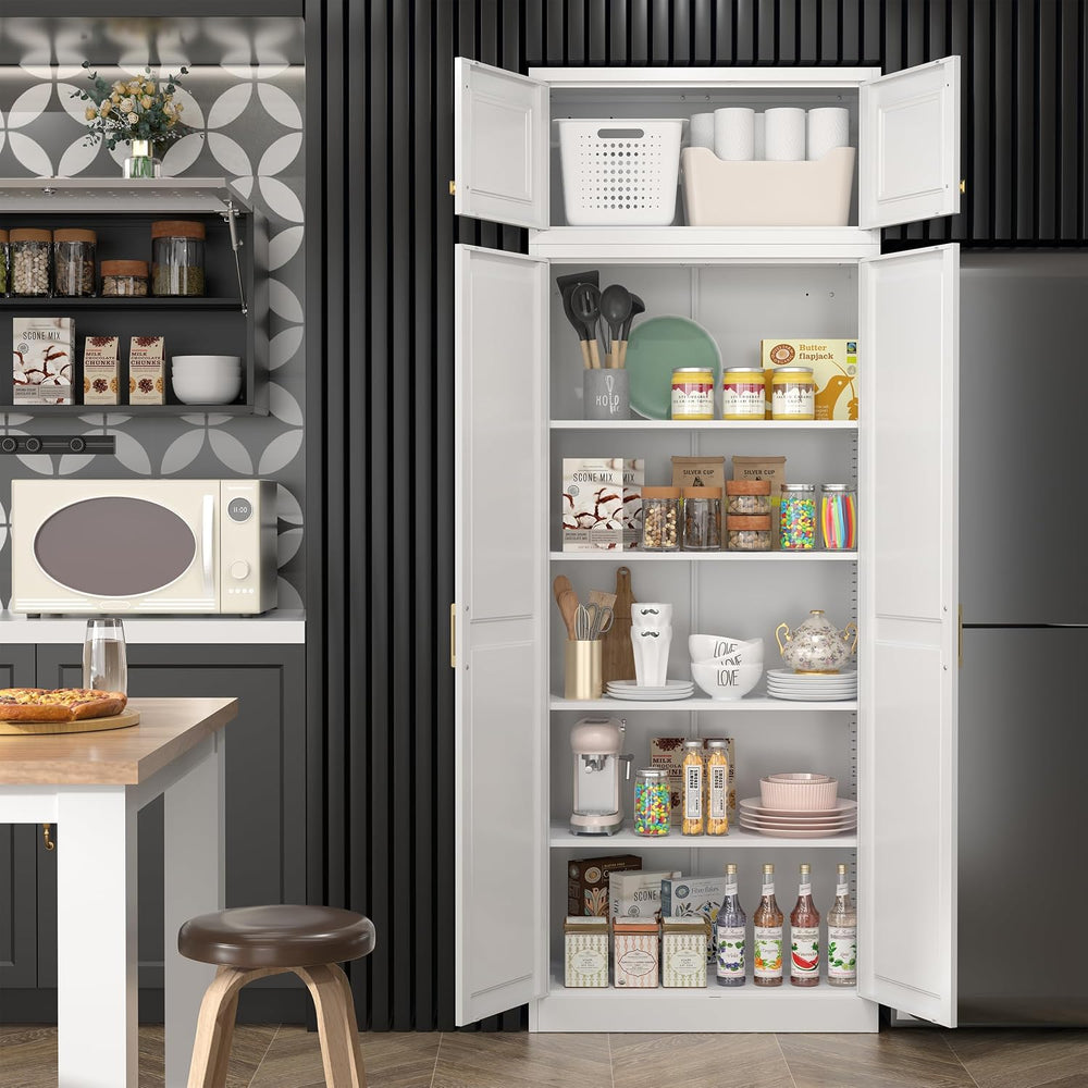 Steeloong 86"Metal Pantry Storage Cabinet with Doors & 4 Adjustable ...