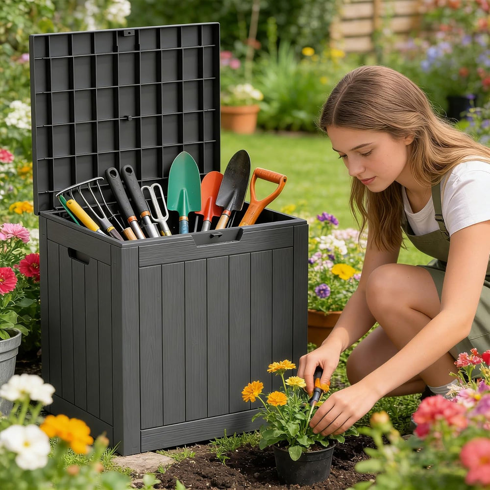 35 Gallon Resin Deck Box All Weather Outdoor Storage Box for Patio Furniture,...