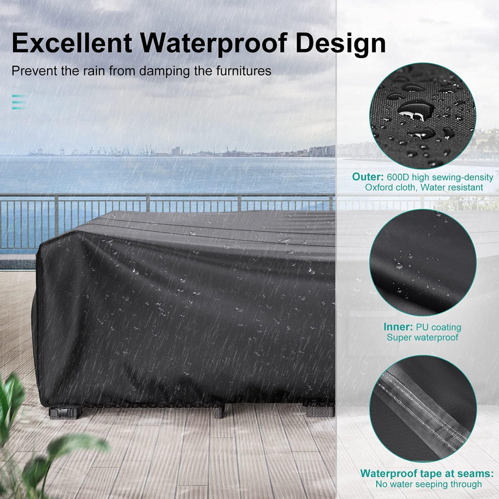 Waterproof Outdoor Patio Furniture Covers 111"L×74"W×28"H Black