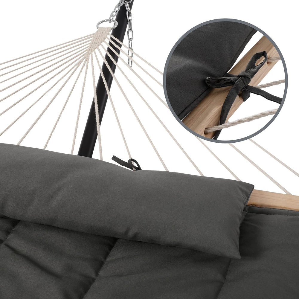 Double Outdoor Hammock with Stand, Carrying Bag, Dark Gray