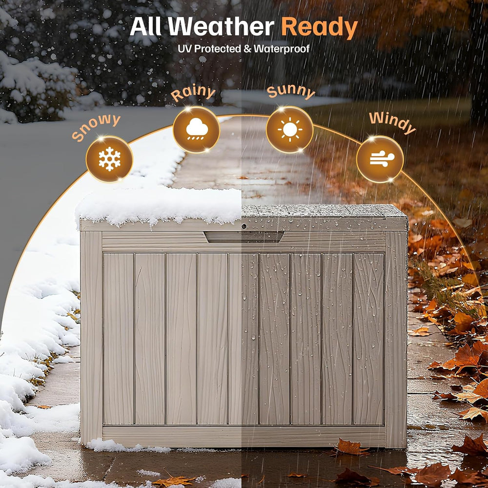 Mars Villa 50 Gallon Outdoor Storage Box, Deck Box Waterproof, Grey