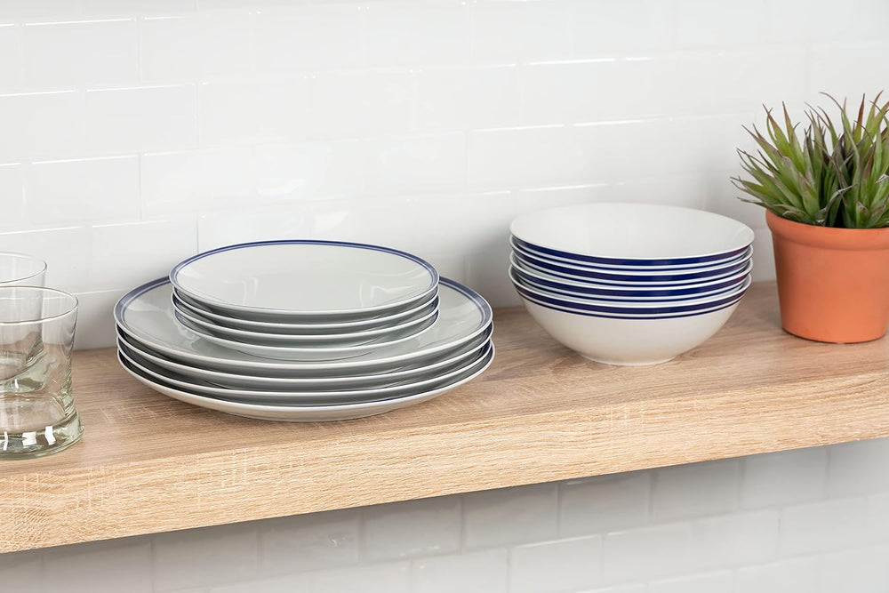 Café Stripe 12 Pc Dinnerware Set, Blue