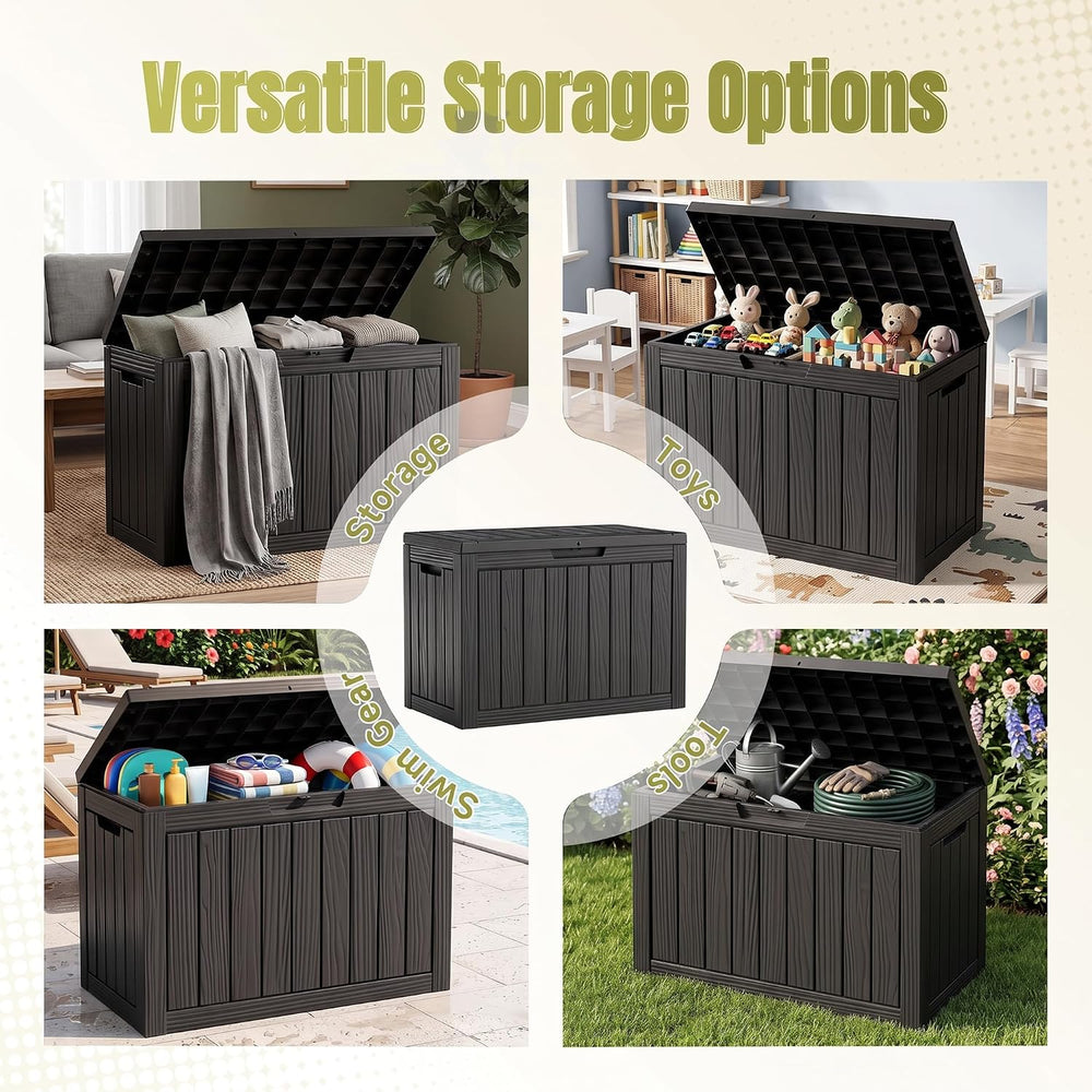 45 Gallon Outdoor Storage Box, Resin Deck Box, Patio Storage Bin, Lockable