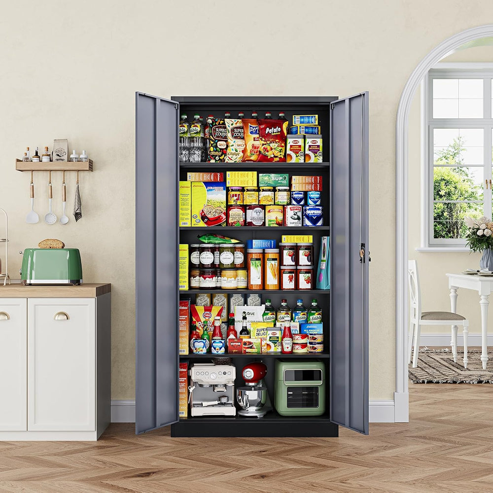 Metal Garage Storage Cabinets with Lock Door and Adjustable Shelves, Steel To...