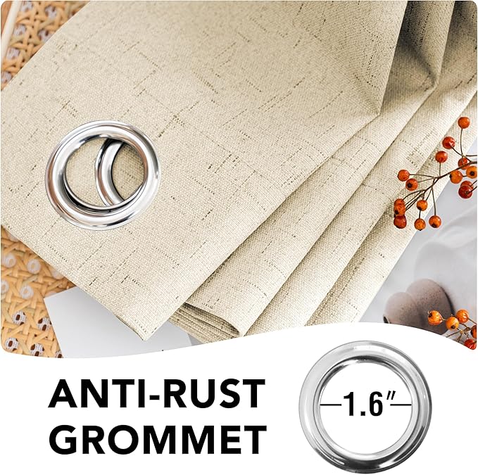 H.VERSAILTEX Linen Blackout Curtains Durable Thick Textured Linen Look 100% B...