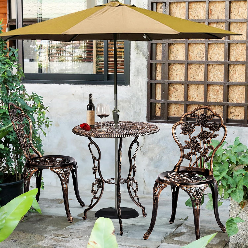 VINGLI 3 PCS Outdoor Bistro Set, Outdoor Patio Set, All-Weather Cast Aluminum...