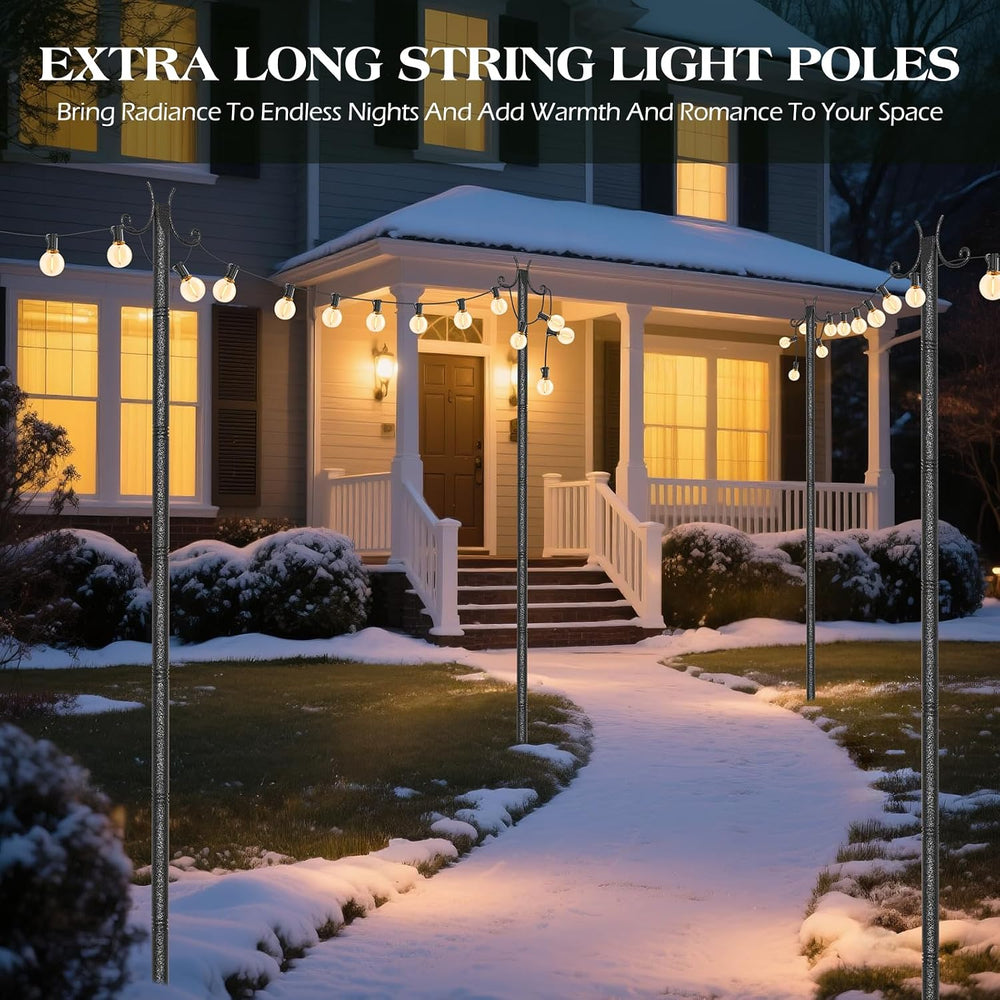 StarryEver 2 Pack Outdoor String Light Poles, 3M/10FT Adjustable Height Metal...